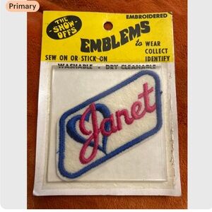 Emblems Patch 'The Show Offs' vintage 70s name Janet